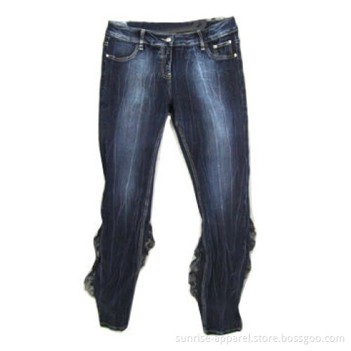 Women's Denim Jeans with Black Laces at Back Low Legs